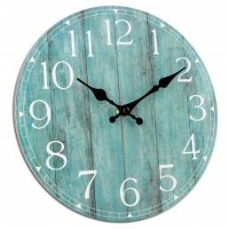 Wooden Teal Clock 12 Inch