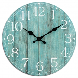 Wooden Teal Clock 10 Inch