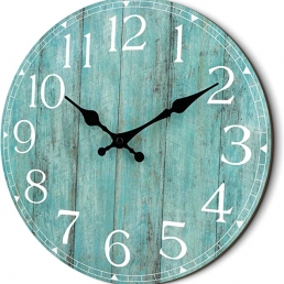 Wooden Teal Clock 14 Inch