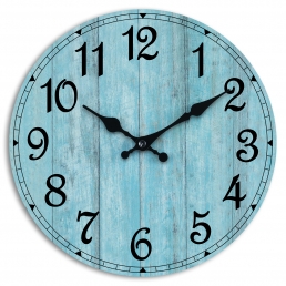 HYLANDA Wall Clock, 10 Inch Vintage Wall Clocks Battery Operated Silent Non Ticking, Round Wooden Rustic Clocks Blue Kitchen Decor for Bathroom Living Room Home Bedrooms Office (10")