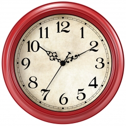 HYLANDA Wall Clock, 12 Inch Red Wall Clocks Battery Operated, Kitchen Vintage Clocks Silent Non Ticking, Farmhouse Retro Country Clocks Decorative for Bedroom, Living Room, Home(12")