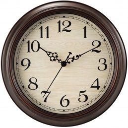 HYLANDA Wall Clock, 12 Inch Wall Clocks Battery Operated, Kitchen Bronze Clocks Silent Non Ticking, Brown Wooden Clock Decorative for Living Room, Office, Bedroom, Home (12")