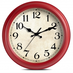 HYLANDA 14 Inch Modern Wall Clock （Red）