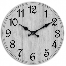 HYLANDA 16 Inch Wood Wall Clock （Grey）