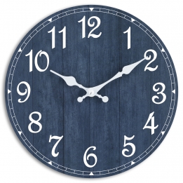 HYLANDA 10 Inch Wood Wall Clock （Navy Blue）