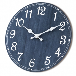 HYLANDA 12 Inch Wood Wall Clock （Navy Blue）