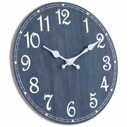 HYLANDA 14 Inch Wood Wall Clock （Navy Blue）