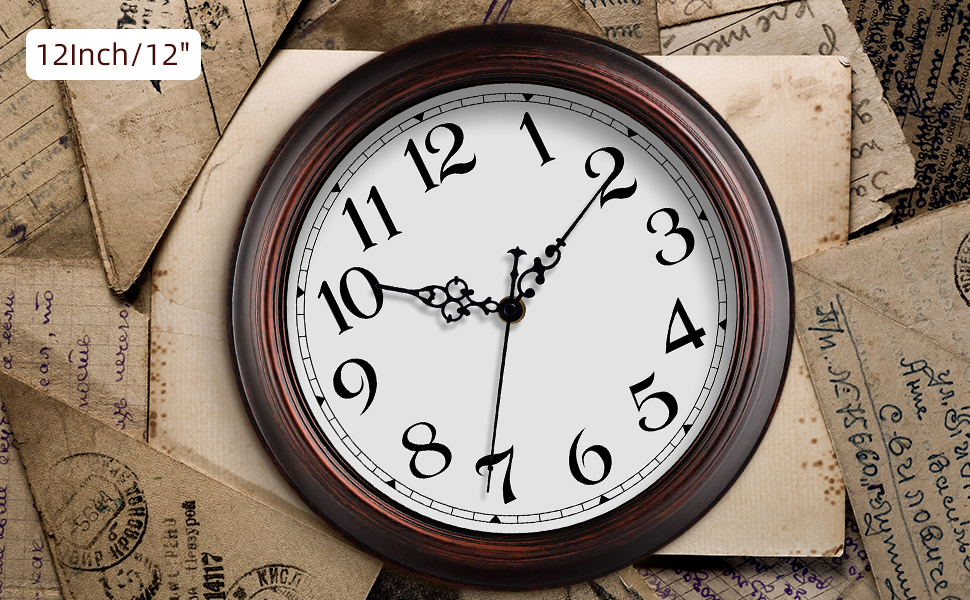 Maxstar Wall Clock Battery Operated,Silent Non-Ticking Modern Rustic